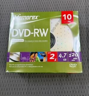 Memorex DVD-RW 10 Pack 2X 4.7GB 120min Sealed NEW